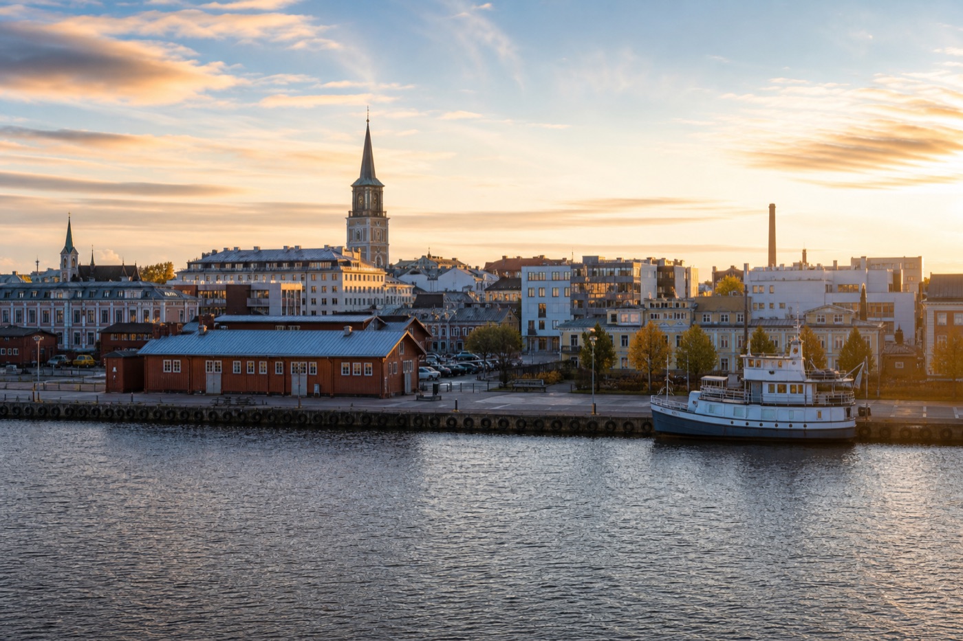 Oulun kauppatorin ranta ja pohjoinen kaupunkimaisema
